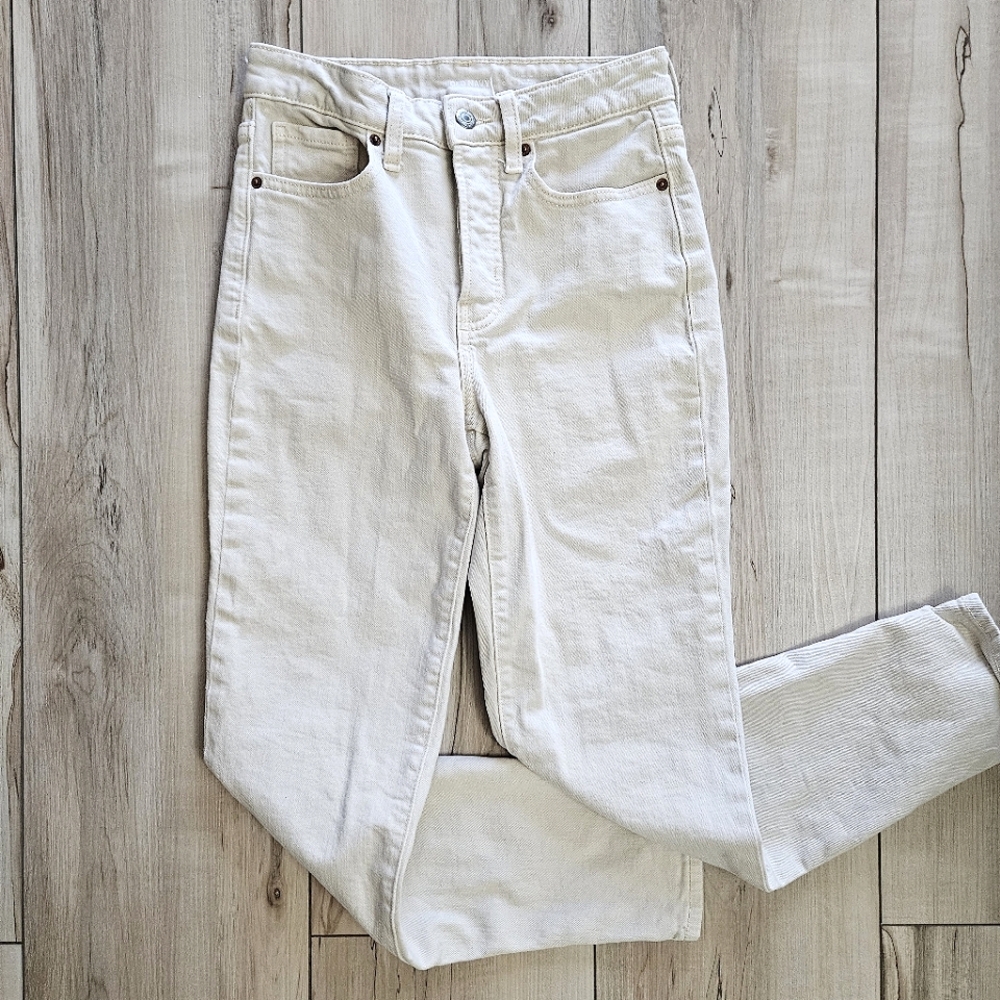 Old Navy High-Rise Straight Jeans - Off White/Cream - Size 0